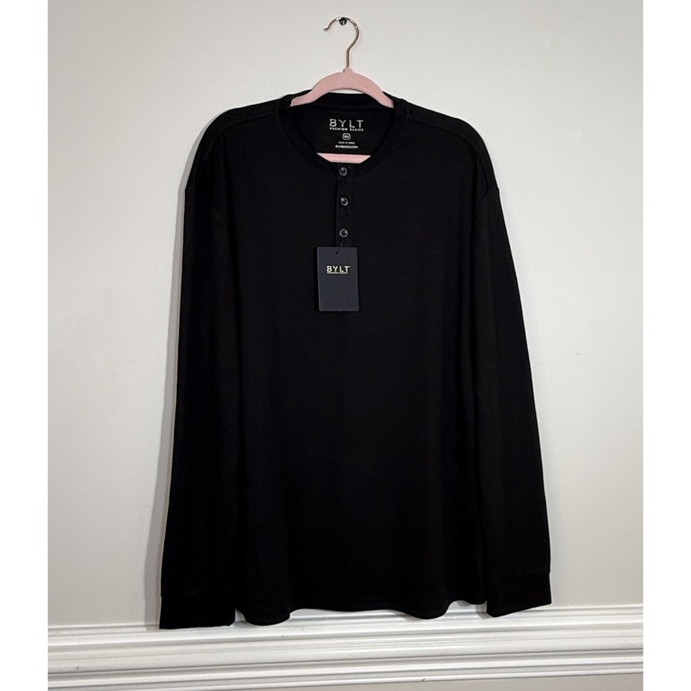 BYLT Premium Basics Comfort Long Sleeve Black Men's 2XL NWT Shirt